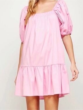 Strut & Bolt Pastel Pink Puff Sleeve Mini Dress